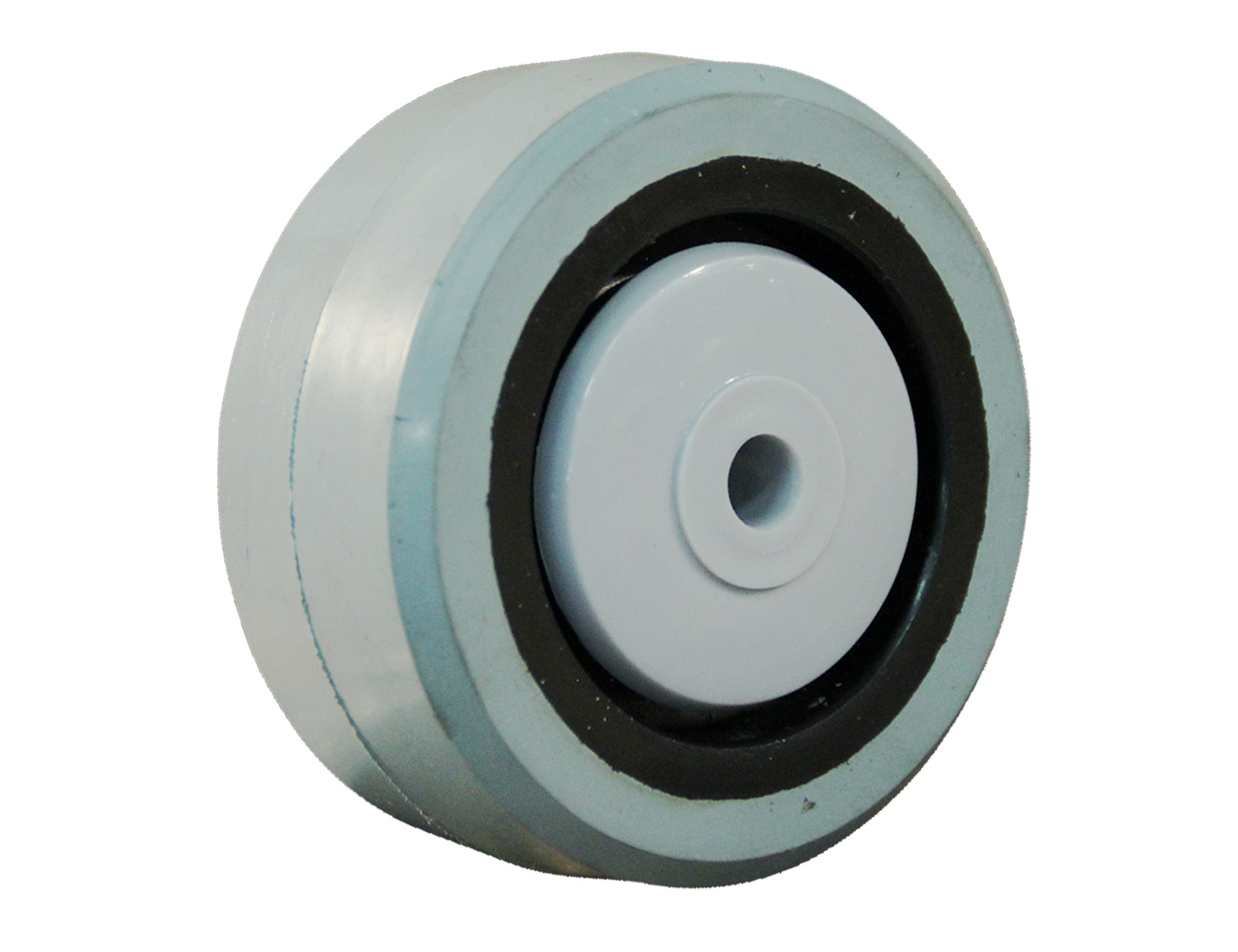 Elastischer Gummi Reifen auf Kunststoff-Felge - max 450kg - Stahlblech Rollengehause